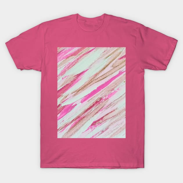 Pink and Gold Streaks T-Shirt by thcreations1